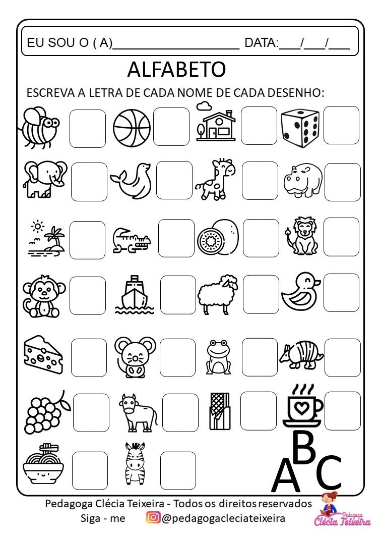 Atividade Alfabeto Educação Infantil