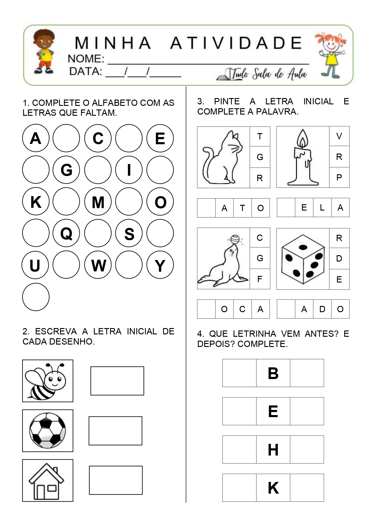 Atividade Alfabeto Educação Infantil