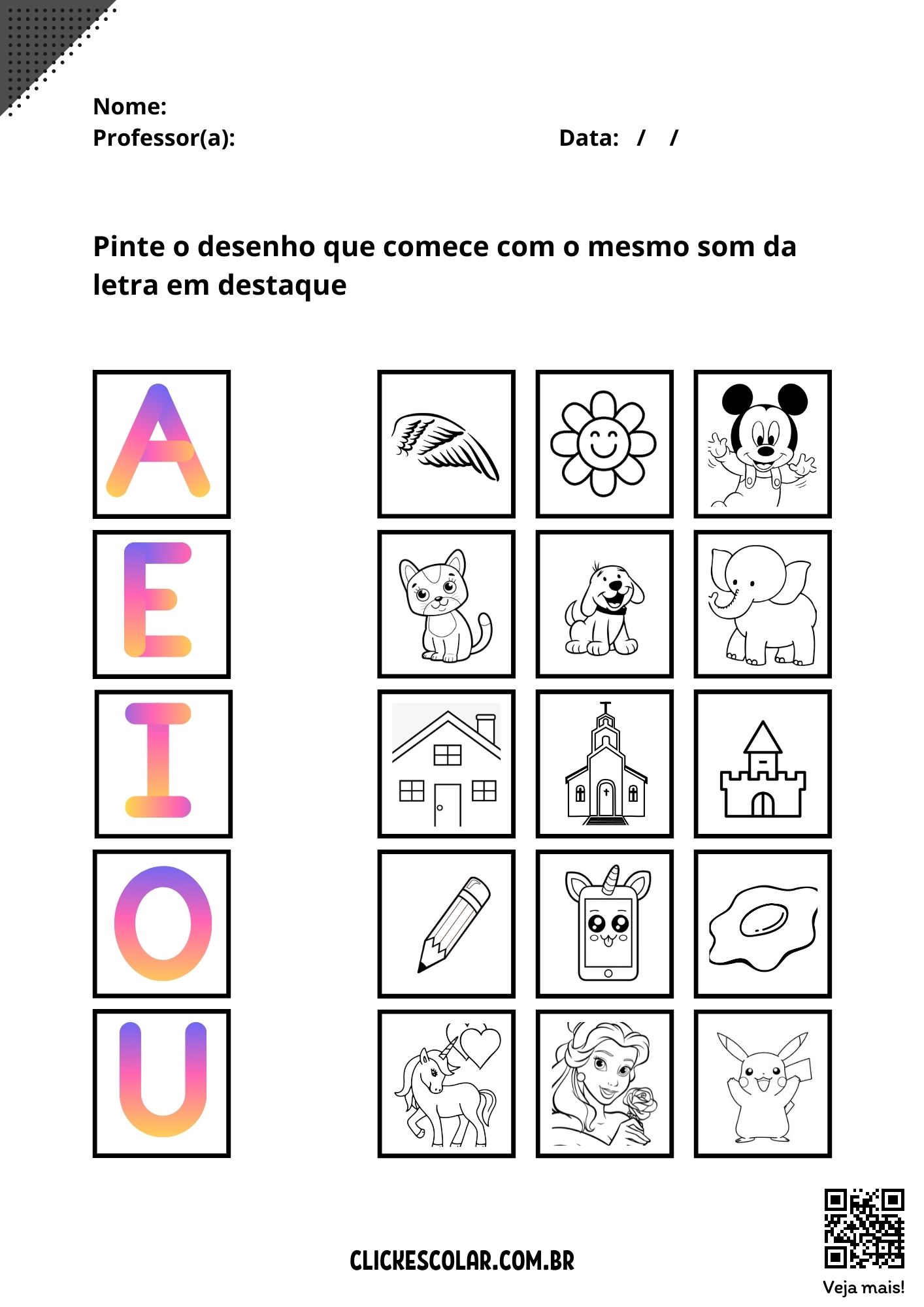 Atividade Alfabeto Educação Infantil