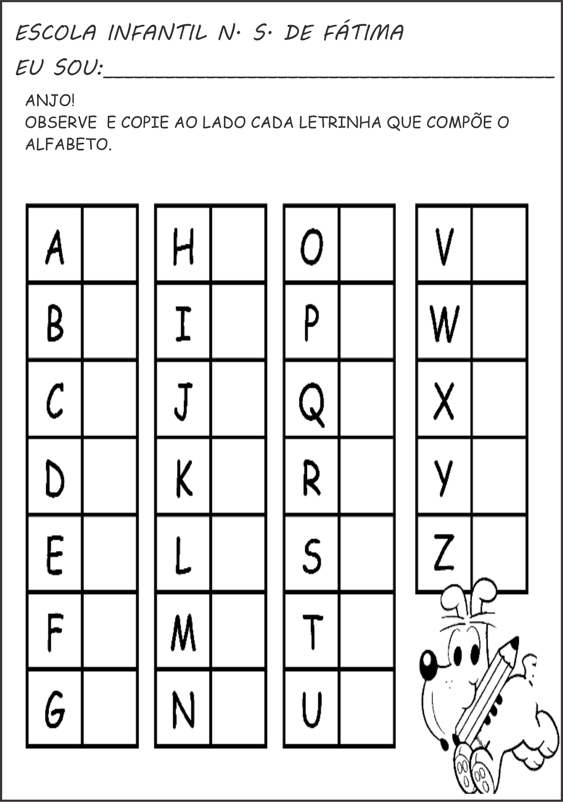 Atividade Alfabeto Educação Infantil