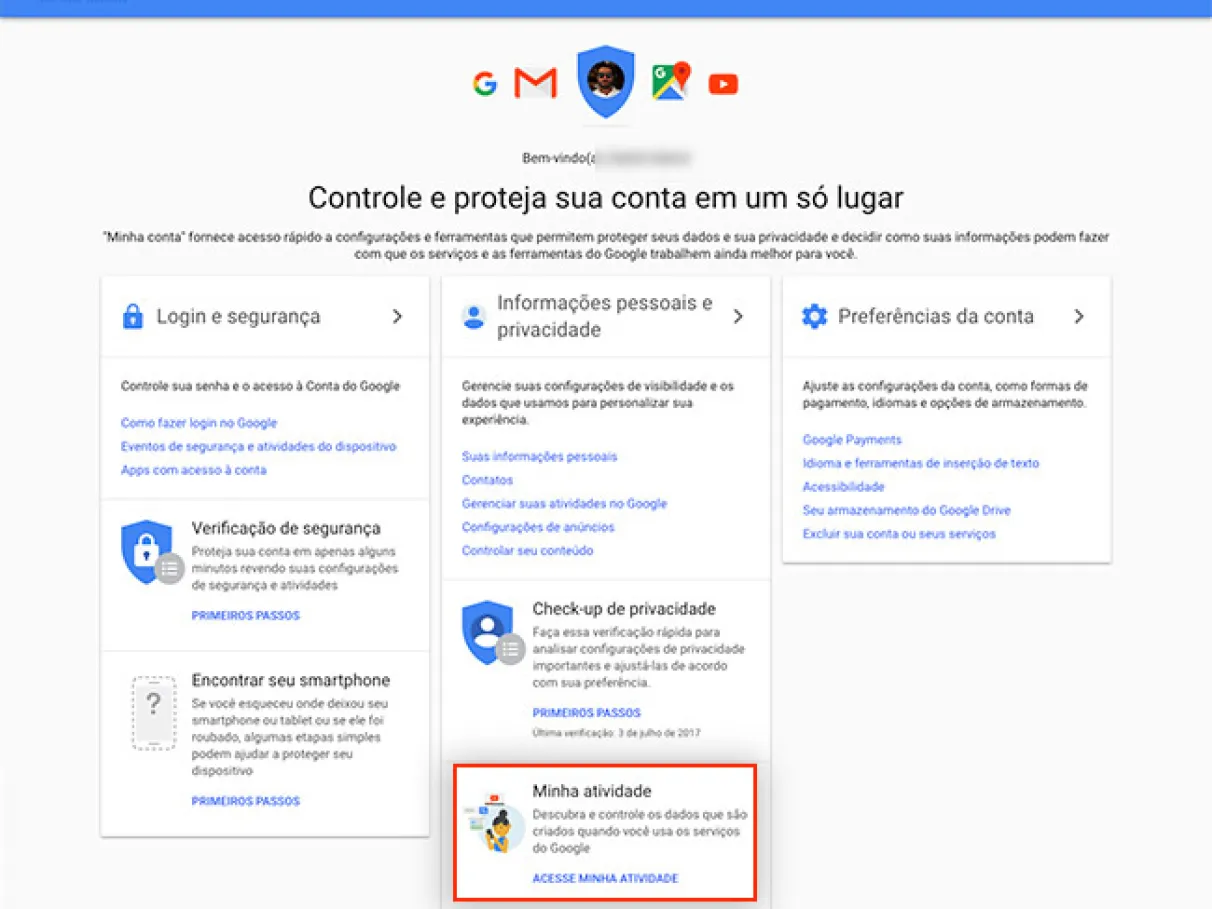 minha atividade Google